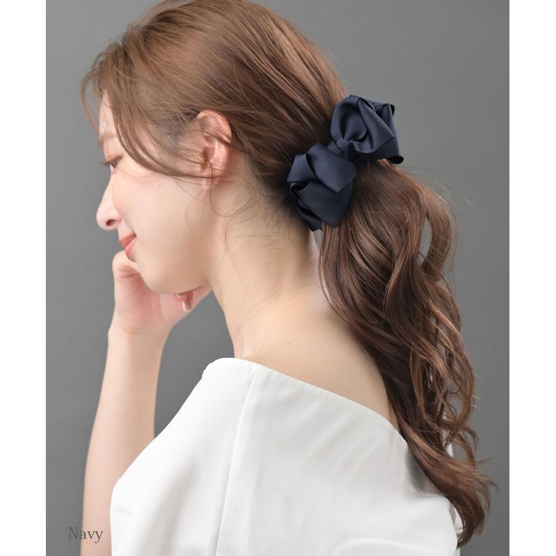 KOBE VINGTAINE H-503 Voluminous Ribbon Banana Clip, Satin, Medium, Hair