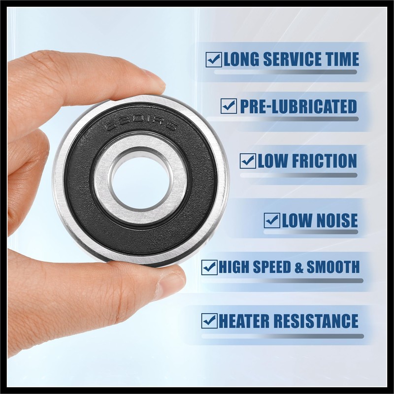 Hihaha 12x37x12mm 6301-2RS Deep Groove Ball Bearings Silver Tone -
