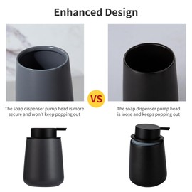 Enra Foaming Soap Dispenser,12 oz Grey Ceramic Hand Soap Dispenser, Dish Soap Dispenser,Modern Foam Soap Dispenser for Bathroom,Kitchen with Easy-to-Press Pump (Gray Poam Type)