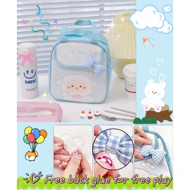 Paidideng Kawaii Bento Box Bento Lunch Box with Lunch Bag,Tableware,Biscuit bags,2 Layers Stacked Leakproof Cute Lunch Box,for Travel,Office,Gym. (Blue)