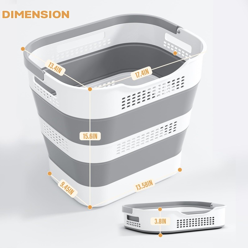OOAMBB 43L(11.5Gallon) Collapsible Laundry Basket with Handles, Foldable Laundry Basket