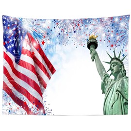 BELECO American Flag Tapestry Wall Hanging 60x40 Inch Statue of Liberty Tapestry Patriotic Party Decor US Flag Fireworks 4th of July Independence Day Fabric Wall Decor for Bedroom Living Room Dorm