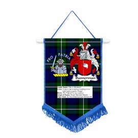 Bannerman Scottish Clan Car/Wall Pennant With Blue Border Great Souvenir
