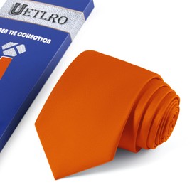 UETLRO Black Ties For Men Solid Pure Color Formal Neckties 3.15" (8CM) Men's Tie Gift Box, Orange, Medium