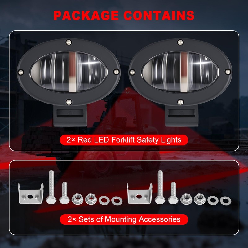 eTzone LED Forklift Safety Light Red 2 Pack, Straight Line