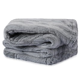 YAKEE Electric Heated Blanket Full Size 72"x 84", 4 Fast Heating Levels, 10H Auto Off, Super Soft Faux Fur Electric Blanket, Overheat Protection, Gray