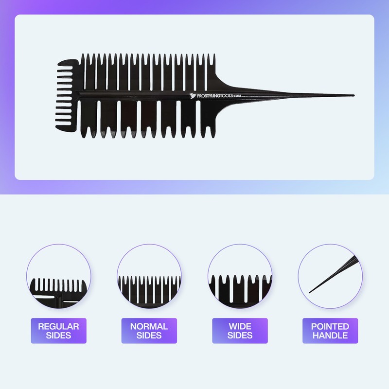 ProStylingTools® 3-Way Weaving & Sectioning Comb, Hair Coloring and Highlighting