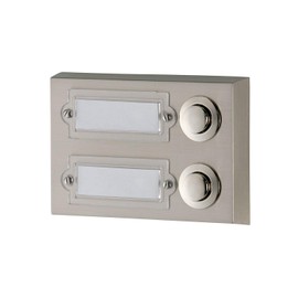 HUBER Surface-Mounted Bell Push Button 2 Compartments Made of Metal - Doorbell Push with Name Plate - Front Door Blade Surface-Mounted I Button Made of Chrome-Plated Brass - Bell Front Door 2