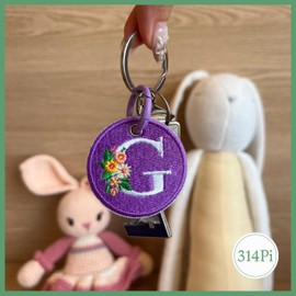 314Pi Letters Name wwith Flower Embroidery Keychain, Size 3" Embroidered Tag Keychains, Embroidery Patch with Colorful Keyrings for Backpack Clothes Motorcycles Cars Key Accessories, Lovely Gifts