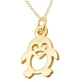 AFFY Penguin Pendant Necklace 14k Yellow Gold Over Sterling Silver