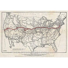 Historic Map : Lincoln Highway Association Map of The Lincoln Highway, 1913, Vintage Wall D?or : 36in x 24in