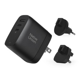 Native Union Fast GaN Charger PD67W – Ultra-Compact Three-Port Power Delivery Enabled USB-C & USB-A Travel Charger – Up to 67W – MacBook Pro, iPads, iPhones, Pixel, Galaxy & More (Black)