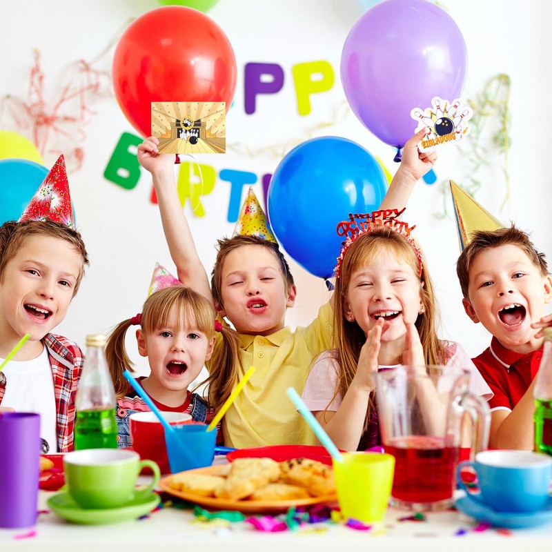 PTJJXA Pack of 12 Invitation Cards Children's Birthday Bowling Set,