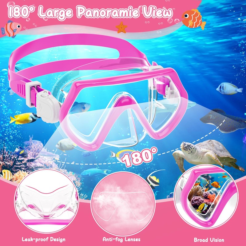 JATEKA Swimming Goggles Set for Children 4-12 Years Pink