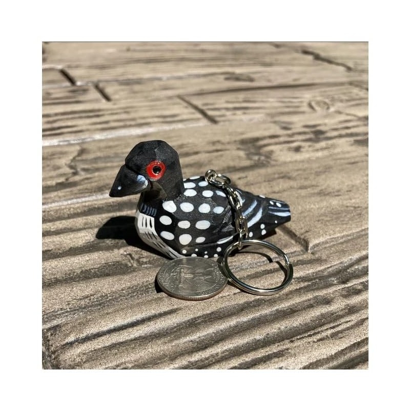 Selsela Oriole Bird Keychain Ring Hook Clip Charm Miniature Wood