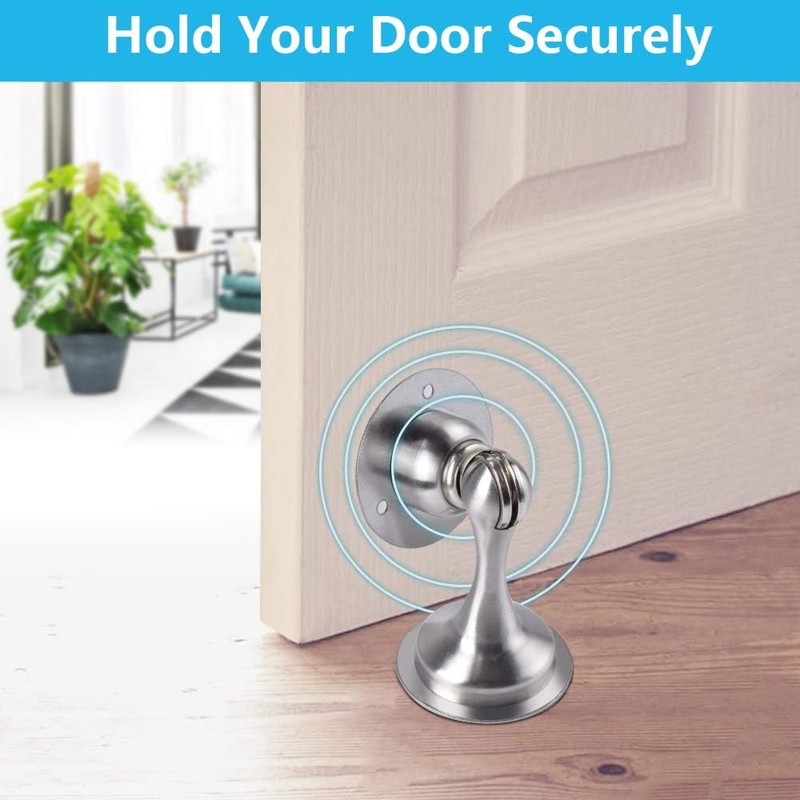 Silver Magnetic Stainless Steel Door Stopper – Wall & Floor