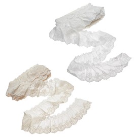 letsinstyle 2Pcs 3 Yards 2.16 Inches Cotton Eyelet Lace Trim, Embroidery Floral Sewing Lace Trims Multicolor Ruffle Ribbon, Flower Ribbons for Crafts Sewing and Bridal Wedding Dress Decorations