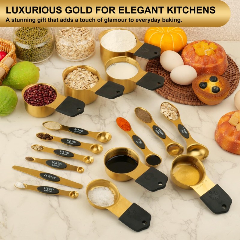 Gold Magnetic Measuring Cups & Spoons Set of 16, 7