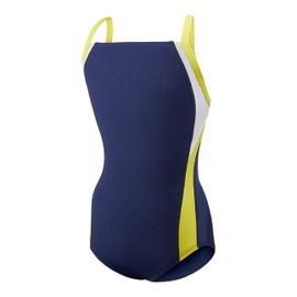 Speedo Girl's Swimsuit One Piece Endurance+ Cross Back Solid Youth Team Colors , Navy/Gold, 24