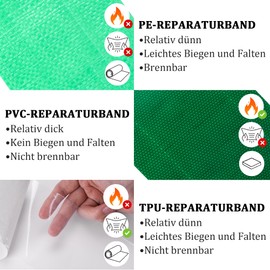 Hontaisheng Polyvinyl Chloride (PVC) Tarpaulin Tape, Repair Tape for Fabric Tarpaulins, Tarpaulin Patches, 10 m x 8 cm, for Truck Tarpaulin, Awning, Tent, Green