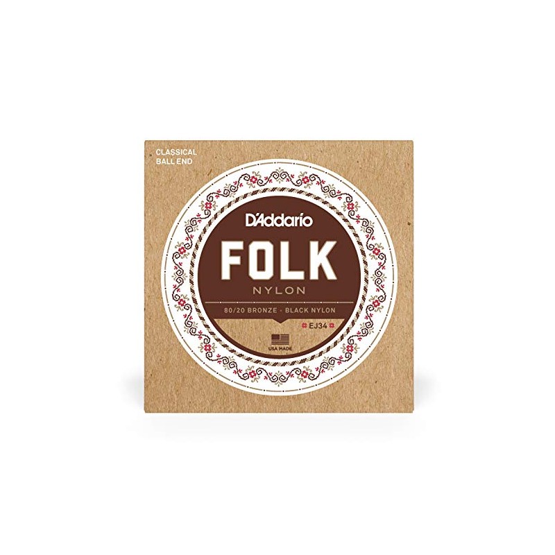 D'Addario Set Clásico de Guitarra Folk Blk 8020 Bola (EJ34)