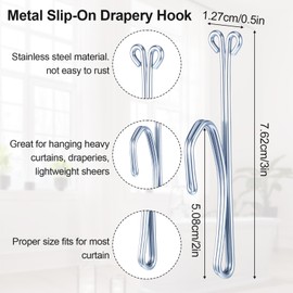 80 Pcs Metal Slip-on Drapery Hooks - Metal Curtain Hooks Stainless Steel Curtain Pleat Hooks, Door Curtain Hangers for Window Curtain Door Curtain and Bathroom Curtain