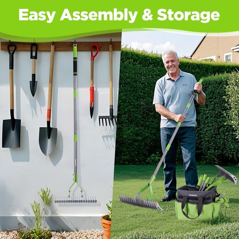 WORKPRO 15-Inch Thatch Rake for Lawns Heavy Duty Dethatcher Rake