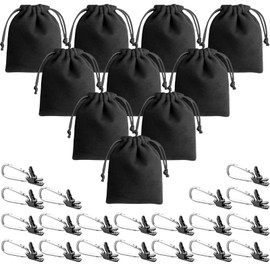 Weight Bag for Outdoor Gazebo Curtains, Gazebo Sandbags, Set of 10, 10 Weight Bags & 20 Clips, Suitable for Attaching Outdoor Curtains, Gazebo Feet Tents, Tablecloths, Black