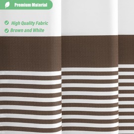 Dynamene Brown Fabric Shower Curtain, Farmhouse Boho Striped Tassel Shower Curtains for Bathroom, Bohemian Textured Cloth Shower Curtain Set with Hooks, Water Repellent, Wrinkle Free, 72x72