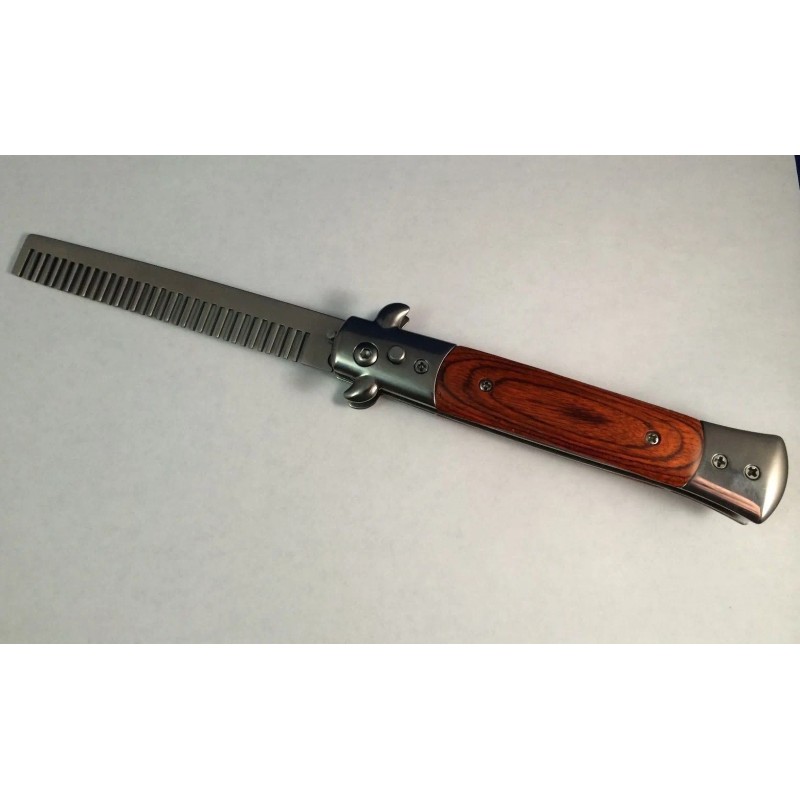 Stilleto Wood SWITCHBLADE COMB Italian Stiletto Style Knife Automatic Switch