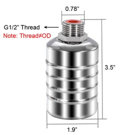 BesNPT 1/2'' Float Valve 304 Stainless Steel Automatic Water Level Control Valve for Water Tank Pool Water Tank Livestock Troughs (Pack of 2)