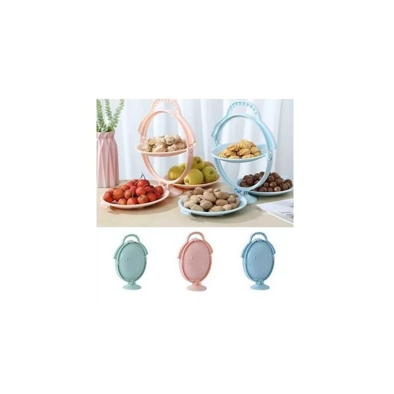 CL Plegable Plato De Fruta O Bocadillos De Doble Capa