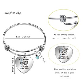 Mother Daughter Bangle Bracelet for Women Mothers Jewelry Love Heart Mom Gifts from Daughter