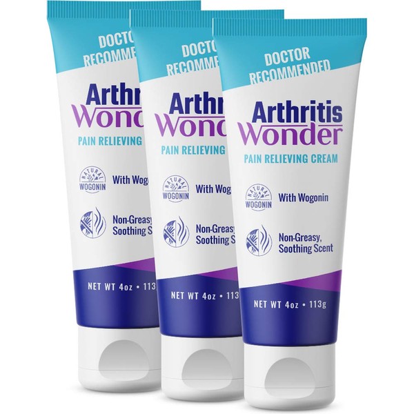 Arthritis Wonder Pain Relief Cream, 4 oz – Arthritis Pain Relief Cream for Hand, Knee, Foot and Wrist Joints – Fast-Acting, Deep Penetrating, Non-Greasy Formula with Natural Wogonin - 3 Pack