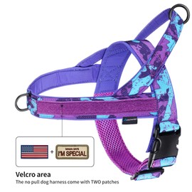 Annchwool No Pull Dog Harness with Padded Handle+5 Ft Leash,Escape Proof and Quick Fit to Adjust Dog Harness,Easy for Training Walking for Small & Medium and Large Dog(Camo Purple Set,L)