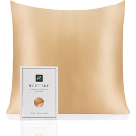Oeko-TEX® Certified Silk Pillowcase for 100% Silk Pillow 22 Momme Certified Hair and Skin Benefits Anti Aging, Anti Dust Mite (Champagne, 60 x 60 cm)