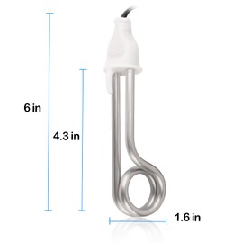 Immersion Water Heater 300W Electric Camping Accessories ，120/240V Dual Voltage Portable Water Heater, Immersion Heater for Coffee & Tea (White)