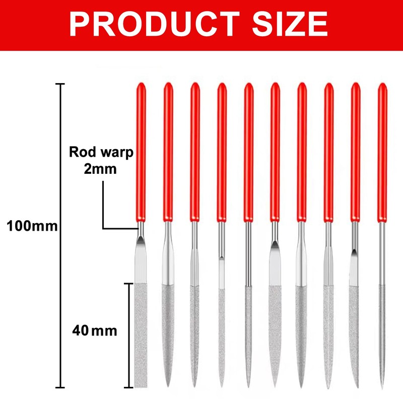 10 Pcs Mini Diamond Needle Files Set for Jewelers -