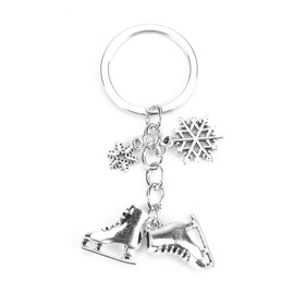 OBEISN Creative Ice Skate Shaped Keyring with Cute Snowflake Pendant, Ideal as a Small Gift for Women, Gift Idea for Girlfriend, Birthday Gifts for Women, silver
