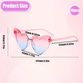 Pink Heart Sunglasses, 10 Pack Hearts Glasses for Party, Travel, Beach, Everyday Wear, Hen Do Sunglasses, Pink Heart glasses, Funky Eyewear for All