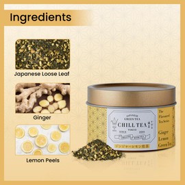 CHILL TEA Tokyo Green Tea Ginger Lemon - 100% Japanese Green Tea - Citrus Aroma (30 g)