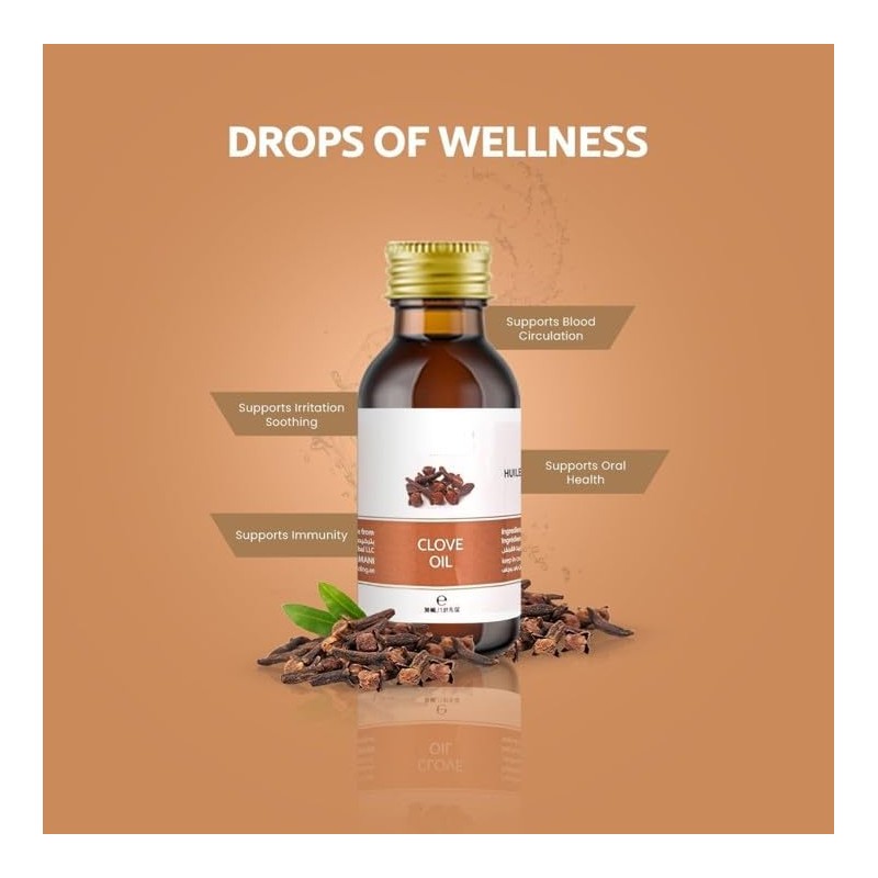 100% Natural Pure Clove Oil, Cold Pressed Suitable for Aromatherapy,