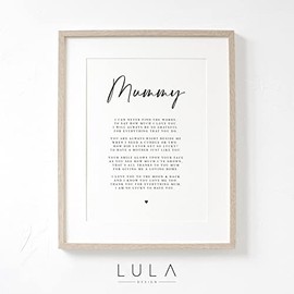 Lula Design Mummy Poem A4 or A5 PRINT- Mothers Day Gift, Gift for Mum, Mum Birthday Gift, A poem for Mum, Mummy Gift, Gift for Mummy from Child Children
