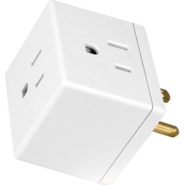 GE 3-Outlet Extender, Grounded Wall Tap, Adapter Spaced, 3-Prong, Multiple Plug, Power Splitter, Cruise Essentials, Use for Home Office School Dorm, UL Listed, White, 58368