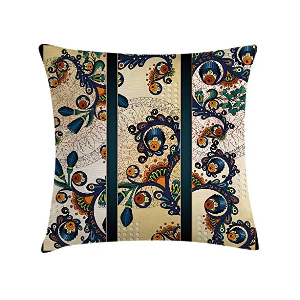 Ambesonne Abstract Throw Pillow Cushion Cover, Paisley Batik Floral Design