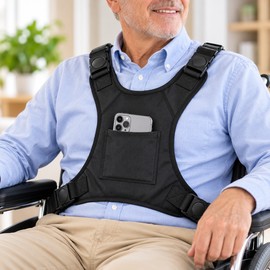 Adjustable Wheelchair Torso Support Vest for Adults – Black Positioning Harness with Adjustable Straps for Daily Seating