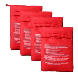 4Pcs Reusable Microwave Potato Bags Baking Potato Cooker Pouch Corn Baked Pouch Bag In Just 4 Minutes Red Color