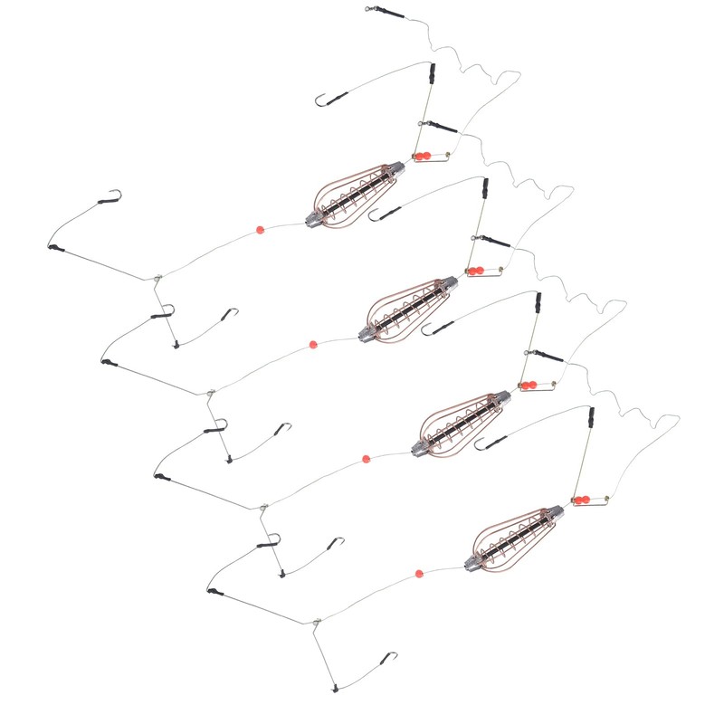 Fishing Bait Cage, Copper Spring Basket Lure Feeder with Hooks,