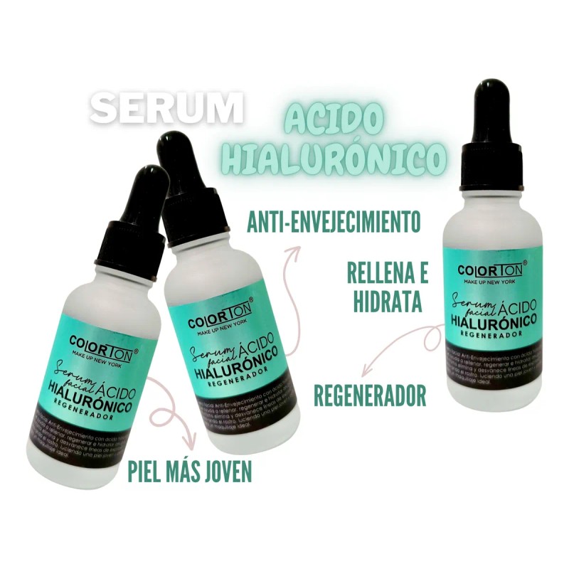 Kit De Acido Hialuronico Colorton 4 Pzas Crema Tonico Serum