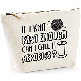 Hippowarehouse If I Knit Fast Enough Can I Call It Aerobics printed make up cosmetic wash bag 18x19x9cm